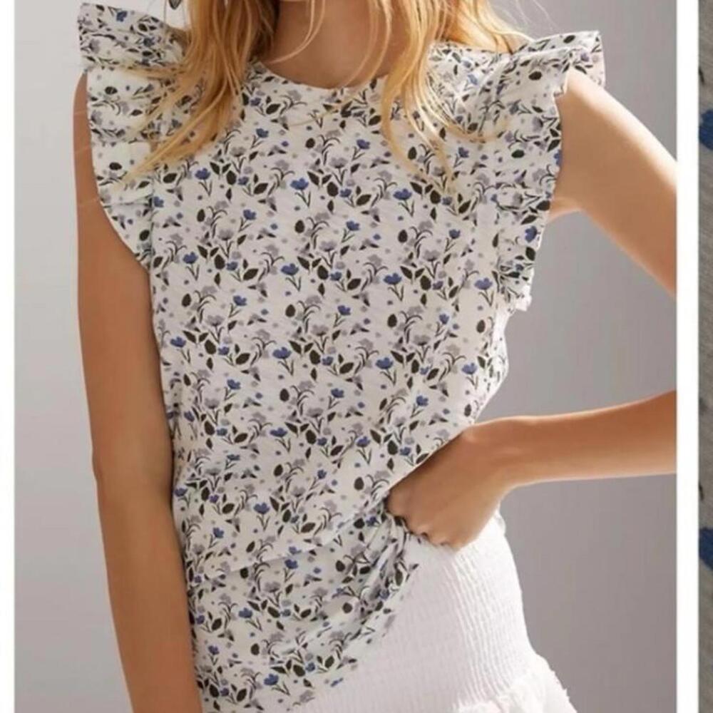 Nation LTD Paulette Ruffle Sleeve Tank Top in Cottage Floral Women’s size Small - Picture 11 of 13